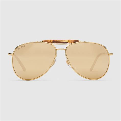 gold plated aviator sunglasses gucci|Gucci sunglasses aviator gold men.